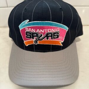 San Antonio Spurs Retro Color Logo Black Pinstripe Snapback Hat 90/2000s